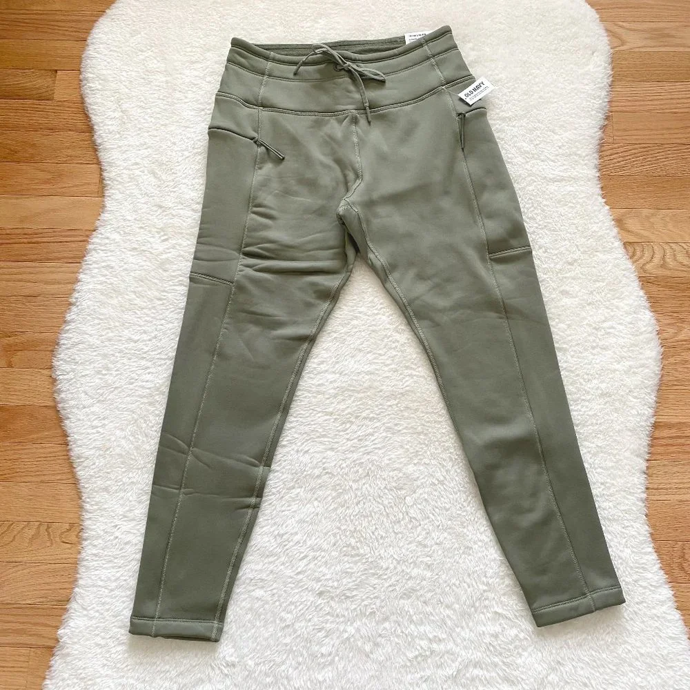 Old Navy Women's Ultracoze Legging, Olive Green, Zipper Pockets, Size M / L